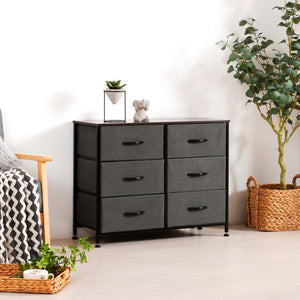 Luna 6 Drawer Fabric Home Storage Dresser Charcoal 