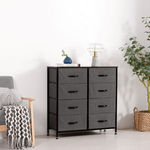 Luna 8 Drawer Fabric Home Storage Dresser Charcoal 