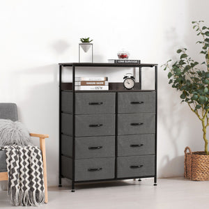 Luna 8 Drawer Fabric Home Storage Dresser With Shelf Charcoal