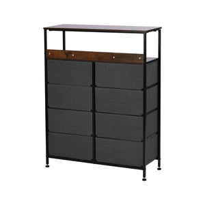 Luna 8 Drawer Fabric Home Storage Dresser With Shelf Charcoal