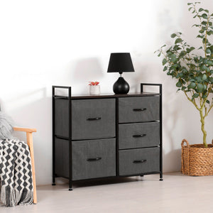 Luna 5 Drawer Fabric Home Storage Dresser CharcoalÂ 