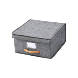 Kicho Fabric Collapsible Storage Box With Lid Grey 30x30 x16cm