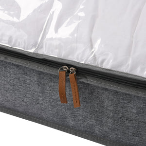 Kicho Fabric Collapsible Underbed Storage Case Grey Set-of-3 100x45x15cm