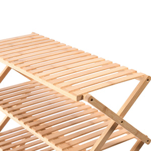 Vivonne 6-Tier Bamboo Shoe Rack, Natural and Sturdy Foldable Storage