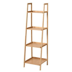 Kusa 5-Tier Natural Bamboo Ladder Display Shelf  Stylish Tan Storage Shelf