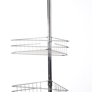 Adjustable Telescopic 4 Tier Corner Shower Caddy Rack - Silver