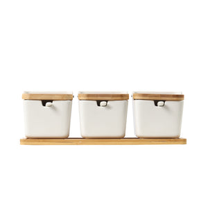 Ceramic Bamboo Spice and Seasoning Jar Set