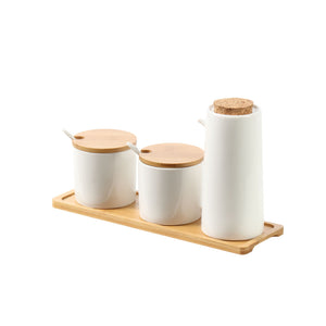 Ceramic Bamboo Spice Jar and Oil Pourer