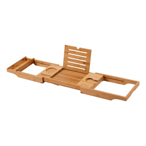 Bamboo Bed & Bathtub Caddy Tray with Support Frame
