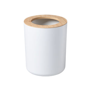 Bathroom Accessory Set – 2-Piece Bamboo Toilet Brusher and Rubbish Bin White