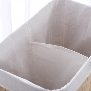 Extra Large Rectangular Foldable Bamboo Laundry Hamper- 2 Sided - Natural Brown