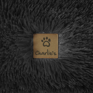 Shaggy Faux Fur Donut Calming Pet Nest Bed - Charcoal
