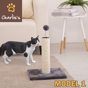 I-Cat Mini Cat Scratching Tree with Teaser Toy Topper - Grey