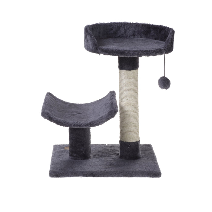 Duo Throne Cat Tree with Pompom Teaser Toy - Grey