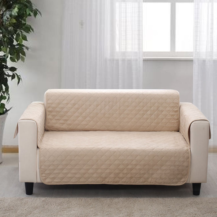 Cosy Quilted Sofa Protector Cover for Loveseat - Oat