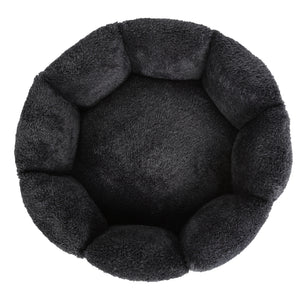 Cuddler Faux Fur Pet Calming Bed with Bolster Round - Grey