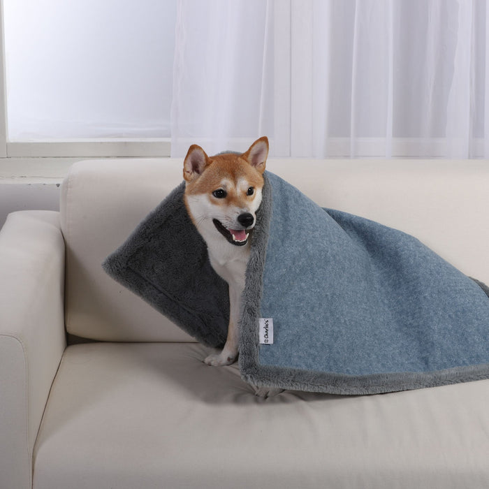Sensory Double-sided Faux Fur Pet Blanket - Blue/Grey