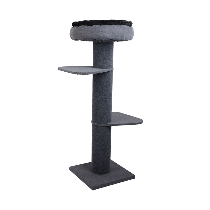 Tally High Cat Tower with Snuggle Nest - Grey/Black