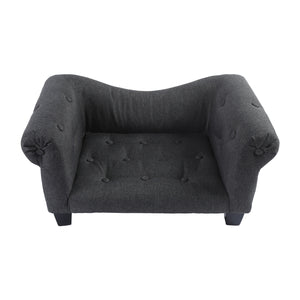 Luxe Button Pet Sofa - Charcoal