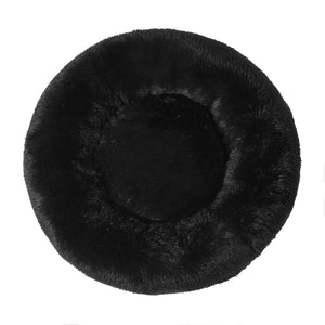 Faux Fur Pet Donut Bed Black