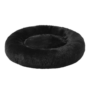 Faux Fur Pet Donut Bed Black