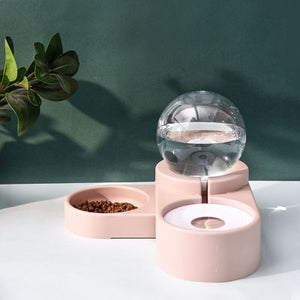 Bubble Automatic Water Dispenser with Food Bowl - Pink