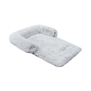Shaggy Faux Fur Bolster Sofa Protector Pet Bed - Arctic Grey
