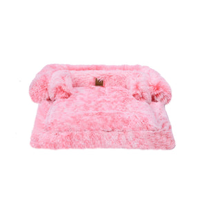 Shaggy Faux Fur Bolster Sofa Protector Pet Bed - Ombre Pink