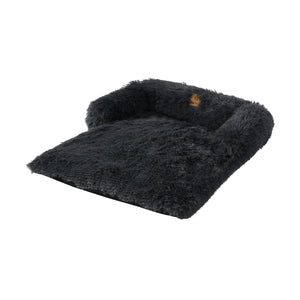 Shaggy Faux Fur Bolster Sofa Protector Pet Bed - Charcoal
