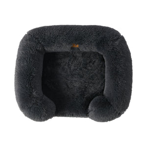 Shaggy Faux Fur Orthopedic Memory Foam Sofa Dog Bed with Bolster Charcoal