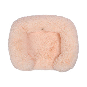 Shaggy Faux Fur Orthopedic Memory Foam Sofa Dog Bed with Bolster Soft Beige