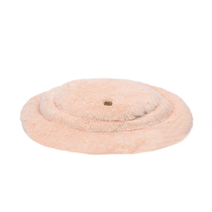 Shaggy Faux Fur Round Padded Lounge Mat - Soft Beige