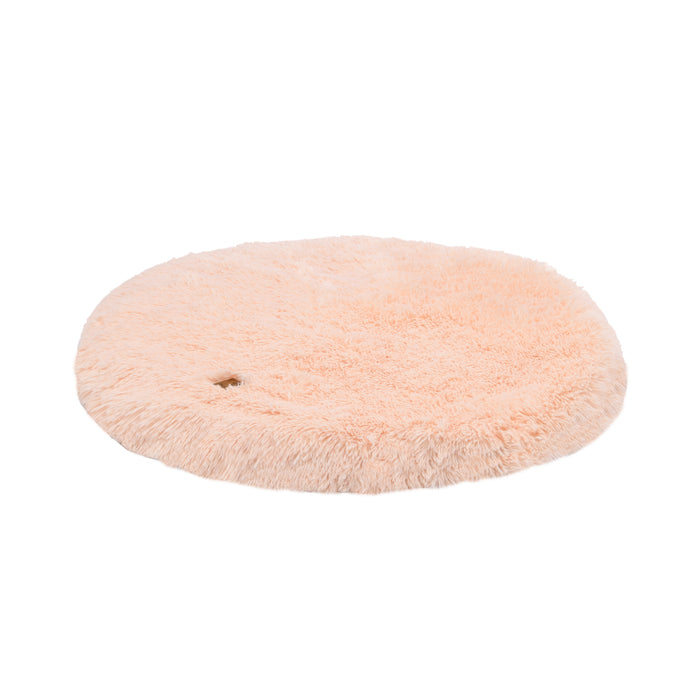Shaggy Faux Fur Round Padded Lounge Mat - Soft Beige