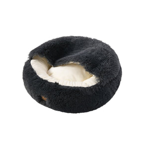 Snoodie Faux Fur Pet Cave with Removable Cover Charcoal