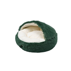 Snoodie Faux Fur Pet Cave with Removable Cover Eden Green