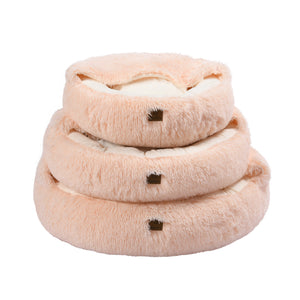 Snoodie Faux Fur Pet Cave with Removable Cover Soft Beige