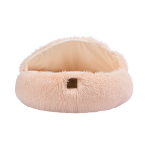 Snoodie Faux Fur Pet Cave with Removable Cover Soft Beige