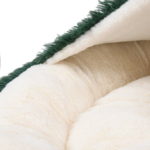 Snookie Hooded Pet Bed in Faux Fur - Eden Green