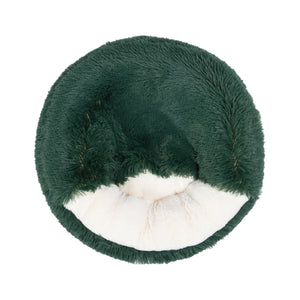 Snookie Hooded Pet Bed in Faux Fur - Eden Green