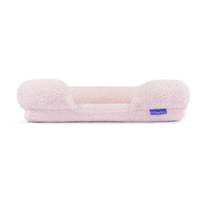 Teddy Fleece Memory Foam Sofa Pet Bed with Bolster - Pink