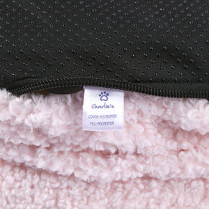 Teddy Fleece Memory Foam Sofa Pet Bed with Bolster - Pink