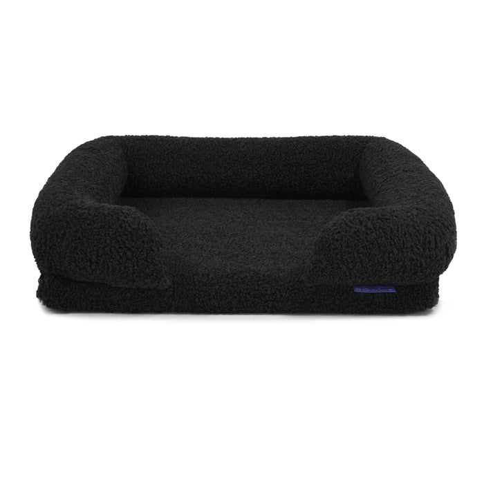 Teddy Fleece Memory Foam Sofa Pet Bed with Bolster - Charcoal