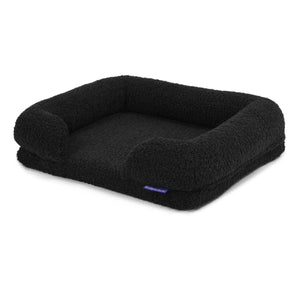 Teddy Fleece Memory Foam Sofa Pet Bed with Bolster - Charcoal
