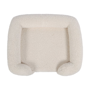 Teddy Fleece Memory Foam Sofa Pet Bed with Bolster - Cream