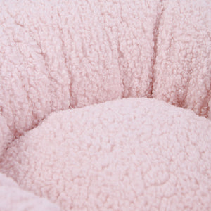 Teddy Fleece Round Donut Pet Bed - Pink