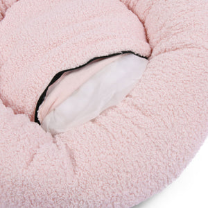 Teddy Fleece Round Donut Pet Bed - Pink