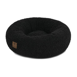Teddy Fleece Round Donut Pet Bed - Charcoal