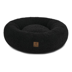 Teddy Fleece Round Donut Pet Bed - Charcoal