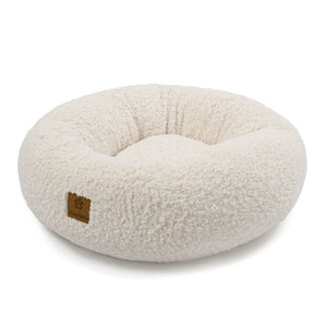 Teddy Fleece Round Donut Pet Bed - Cream