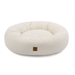 Teddy Fleece Round Donut Pet Bed - Cream